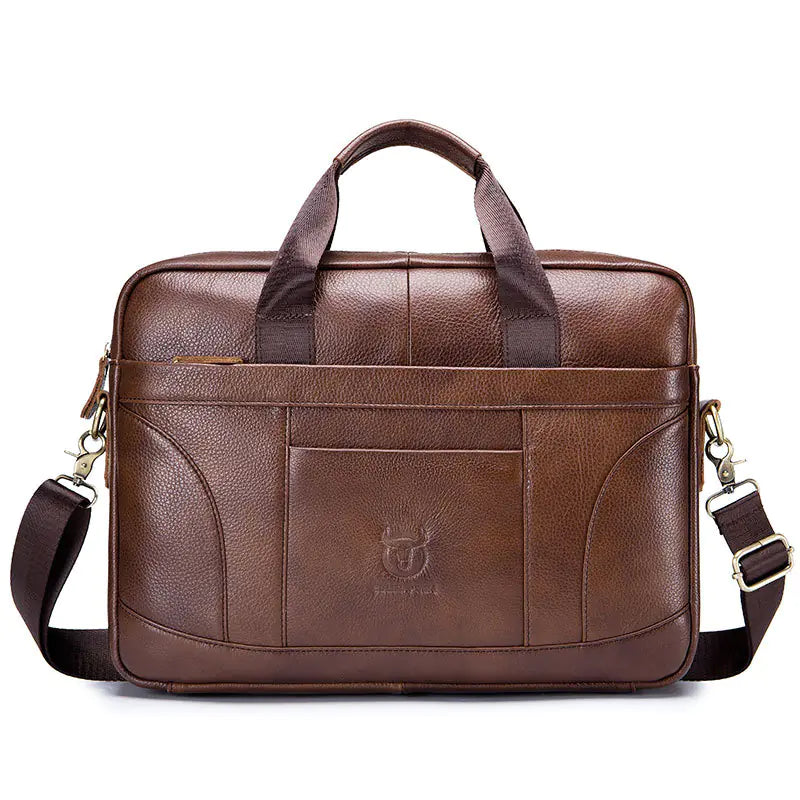 Men's Leather Briefcase - Large Capacity Vintage Design