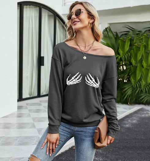 Halloween Women's Casual Plush Sweater with Print