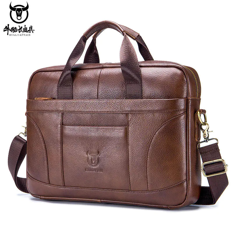 Men's Leather Briefcase - Large Capacity Vintage Design