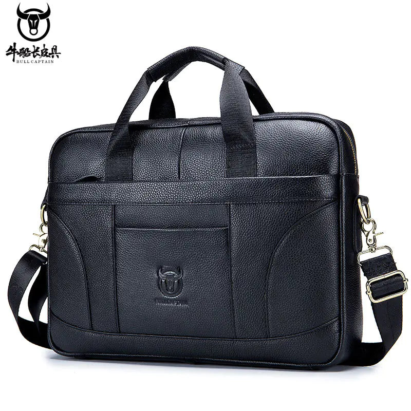 Men's Leather Briefcase - Large Capacity Vintage Design