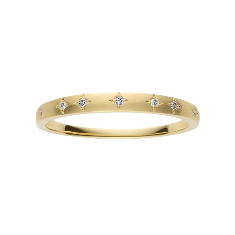 Autumn S925 Silver Plated Starry Zircon Brushed Ring