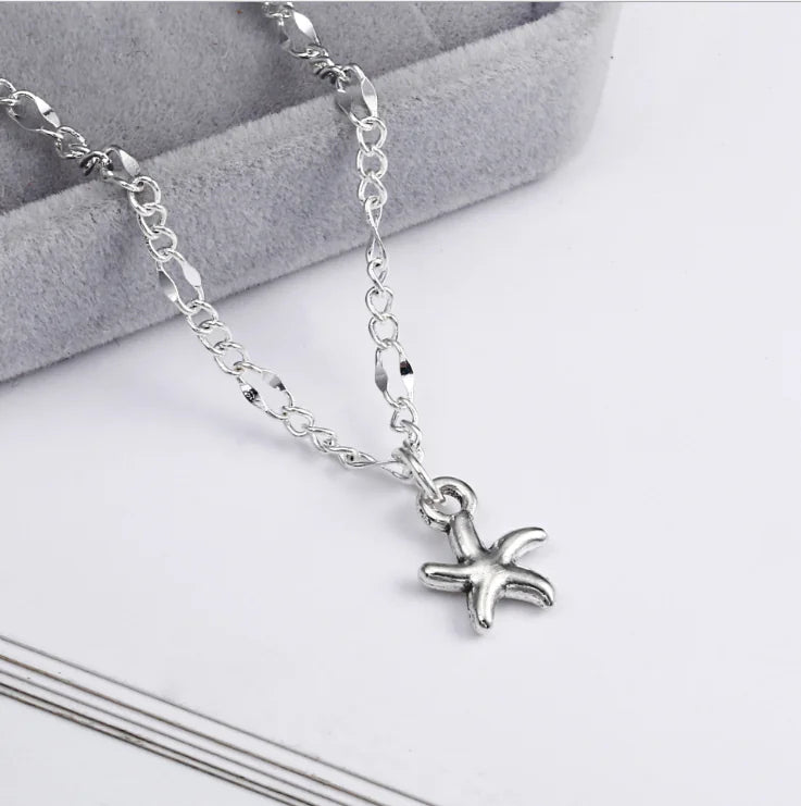 Silver Beach Yoga Starfish Charm Anklet