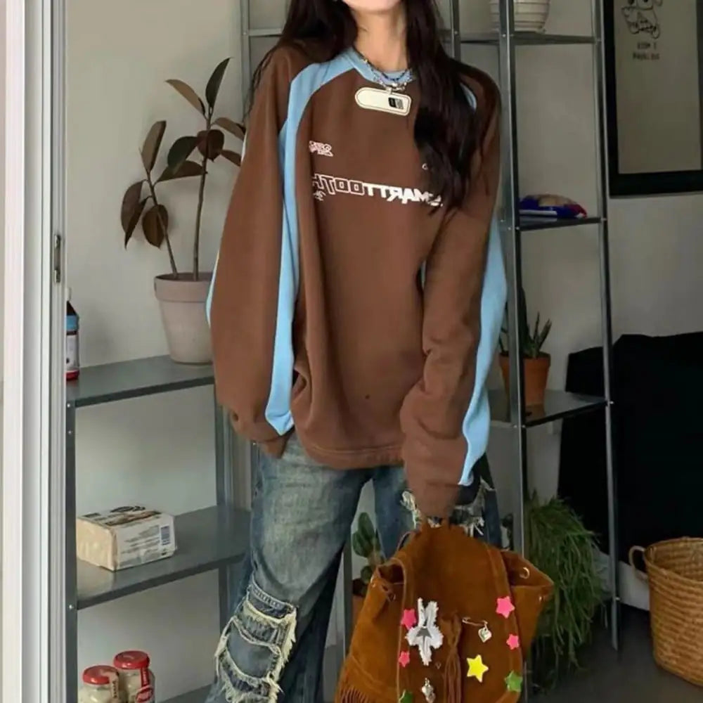 Vintage Hip Hop Loose Round Neck Sweater
