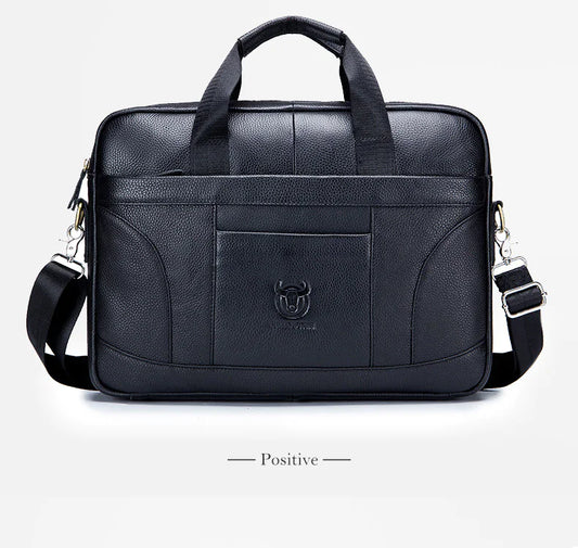 Men's Leather Briefcase - Large Capacity Vintage Design